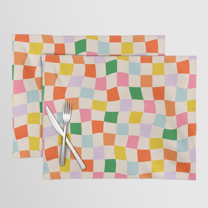 Wavy Colorful Checkerboard Pattern Placemat