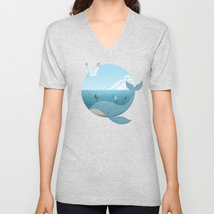 Whale & Seagull (US and THEM) V Neck T Shirt