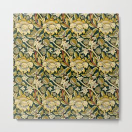 Vintage William Morris Green and Yellow Chintz Metal Print