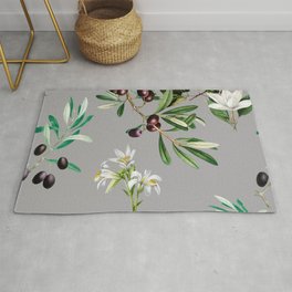 Olives, branches, white flowers  Rug