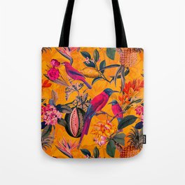 Vintage And Shabby Chic - Colorful Summer Botanical Jungle Garden Tote Bag