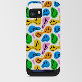 Funny melting smiling happy face colorful cartoon seamless pattern iPhone Card Case