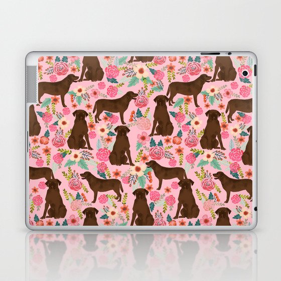Chocolate Labrador Retriever dog floral gifts must haves chocolate lab lover Laptop & iPad Skin