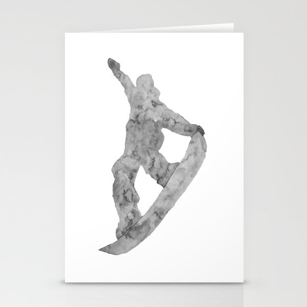 Snowboard Watercolor Print Skiing Poster Stationery Cards