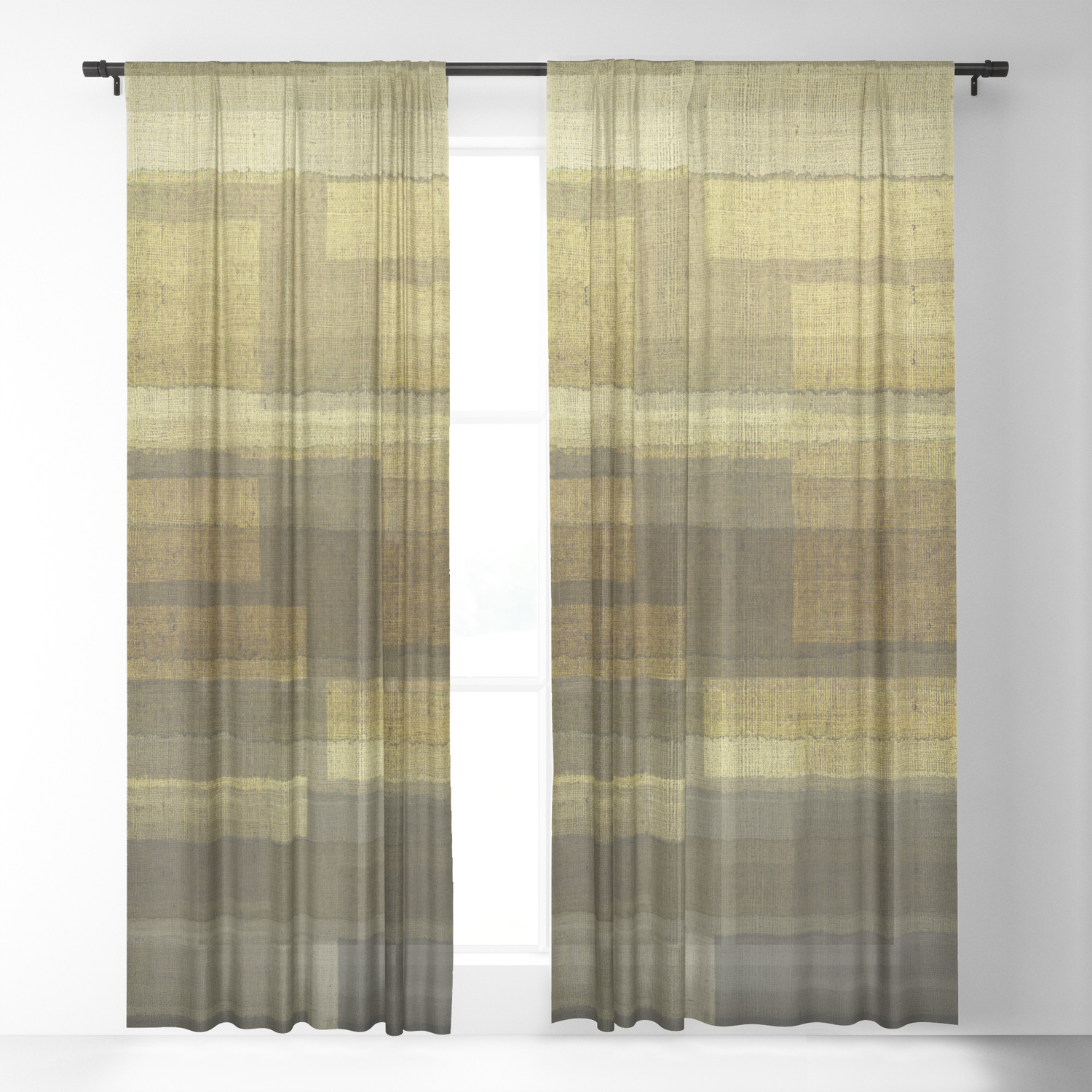 Burlap Texture Greenery Shades Sheer Curtain By Marcanton Society6