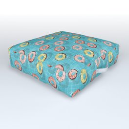 Chocolate Donut Floats in the Summer Pool Outdoor Floor Cushion