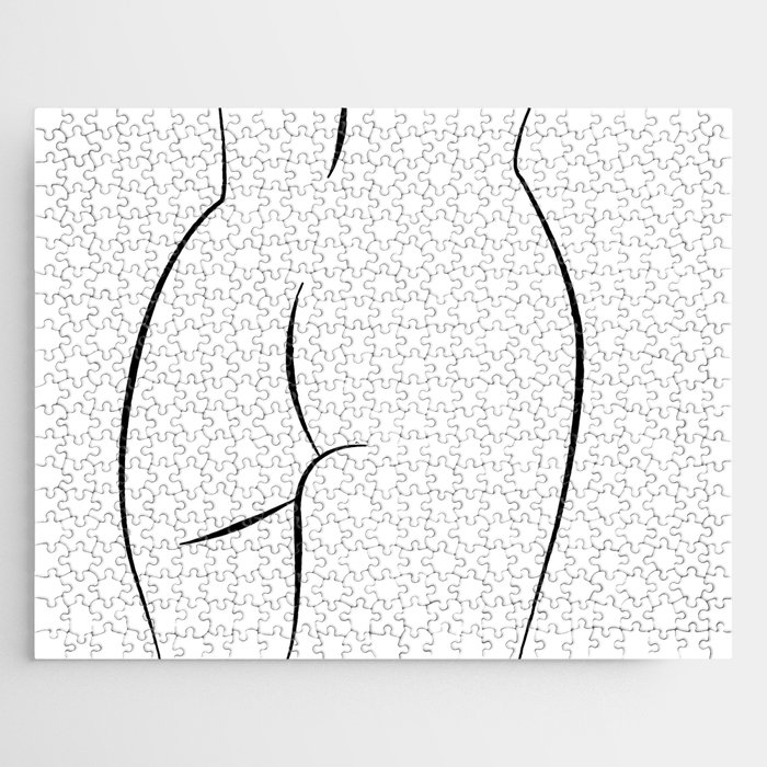 Minimalist Line art abstract nude woman ass Jigsaw Puzzle
