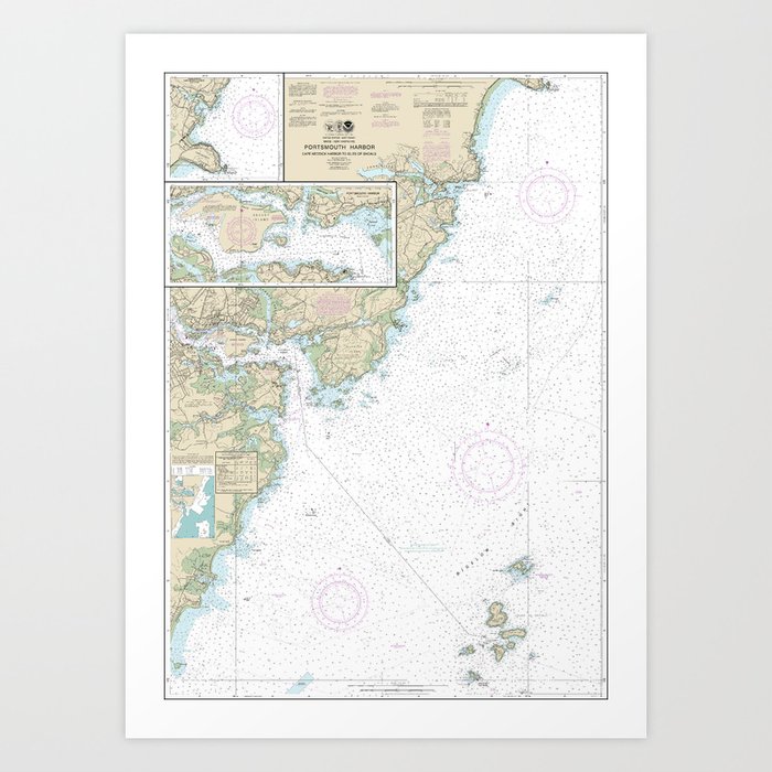 Portsmouth Harbor Maine and New Hampshire Nautical Chart 13283 Art Print