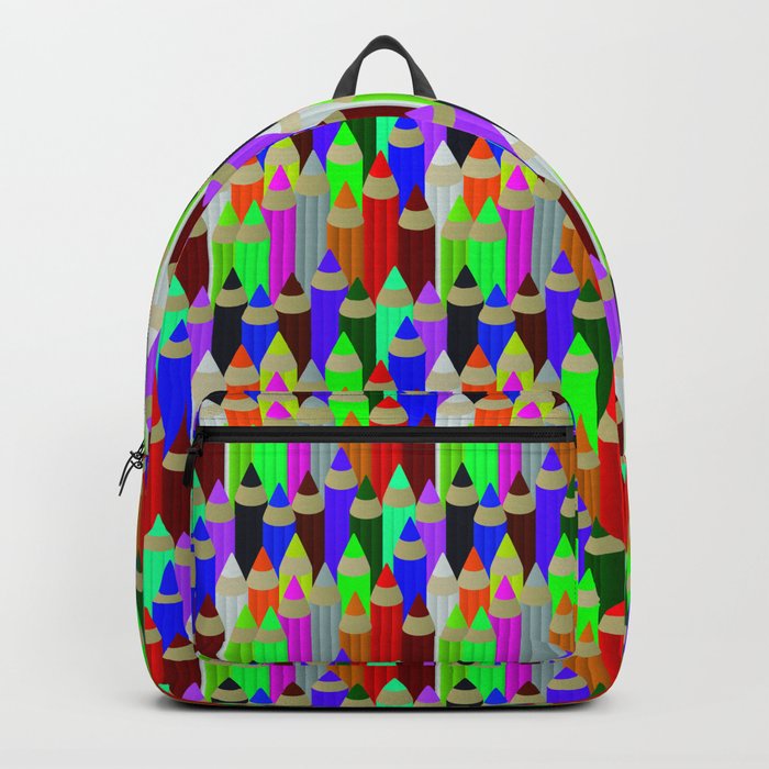  seamless pattern with colored pencils in rows Backpack