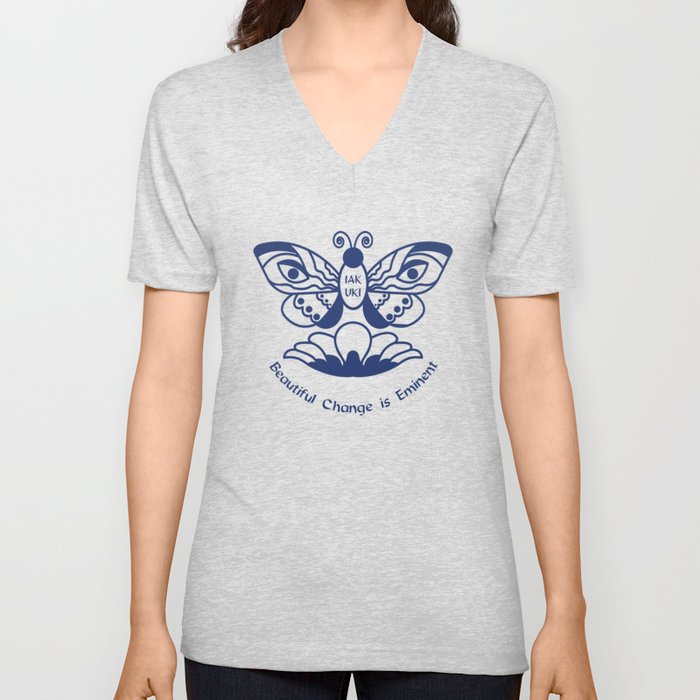 Butterfly FLower  V Neck T Shirt