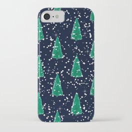 Winter Pattern with Snowflakes and Trees iPhone Case