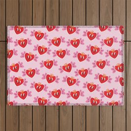 Cute Heart Valentine Love Sign Outdoor Rug