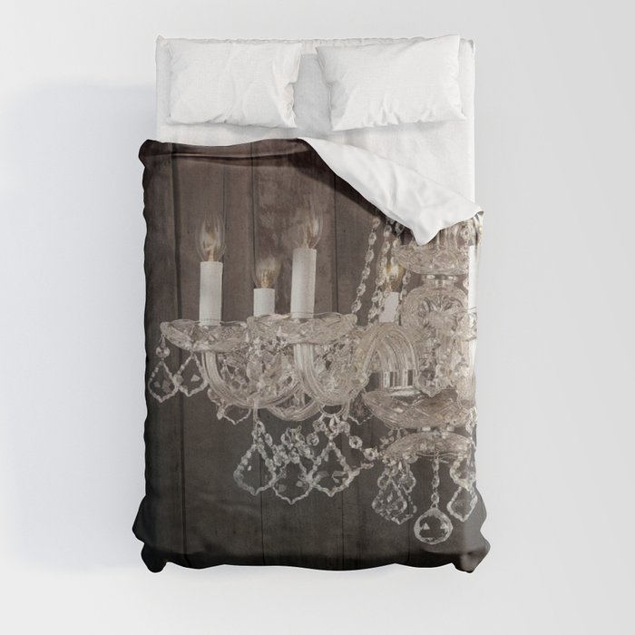 rustic barn wood western country chandelier Duvet Cover