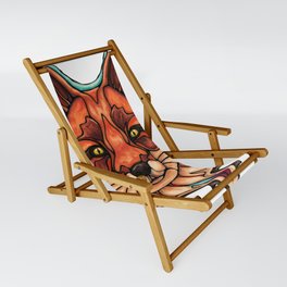 Magic red fox and moon painting, spirit animal Sling Chair