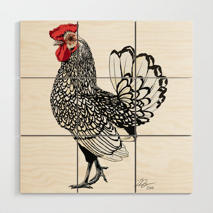 Chicken 3 in Color (2022) Wood Wall Art