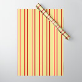 [ Thumbnail: Tan, Red, and Dark Salmon Colored Pattern of Stripes Wrapping Paper ]