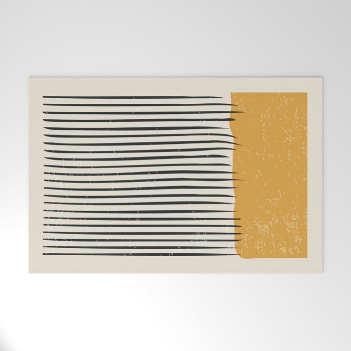 Mid Century Modern Minimalist Rothko Inspired Color Field With Lines Geometric Style Welcome Mat