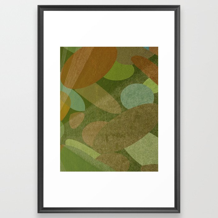 Abstract Autumn Green and Brown Framed Art Print