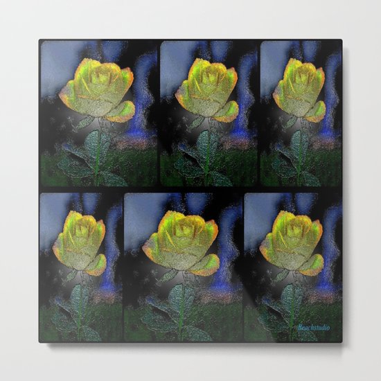 Black Plastic Rose Metal Print