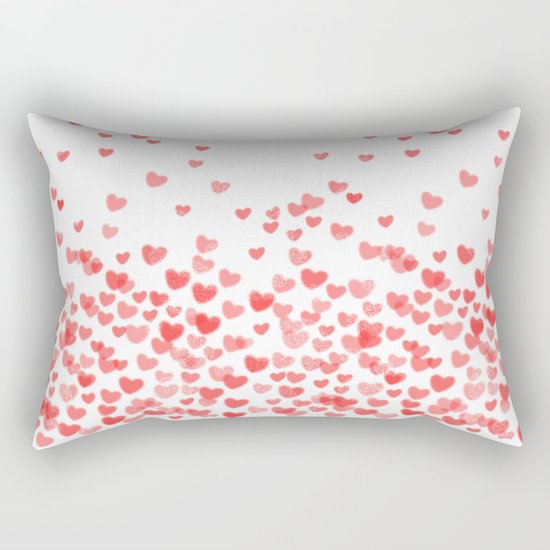 Hearts - Valentines Glitter Hearts in pink on white background for trendy girls valentines day Rectangular Pillow