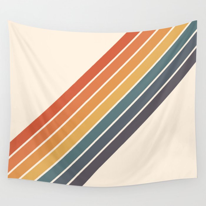Arida -  70s Summer Style Retro Stripes Wall Tapestry