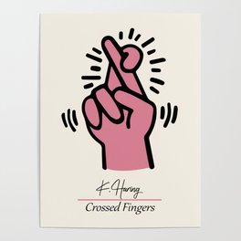 Crossed Fingers - Keith Poster | Graphicdesign, Watercolor, Black And White, Pop Art, Digital, Drafting, Acrylic, Typography, Figurative, Illustration 