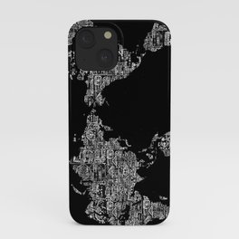 Passport Stamp Map Special Edition, Black and White iPhone Case