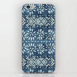 Vintage indigo inspired  flowers and lines iPhone Skin