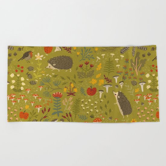 Hedgehog Meadow Beach Towel