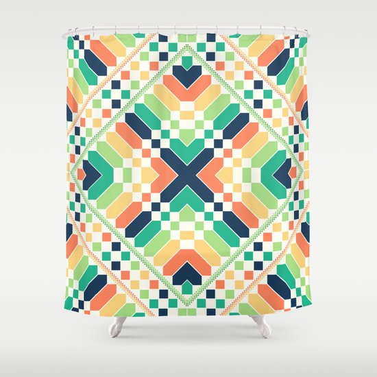 Retrographic Shower Curtain