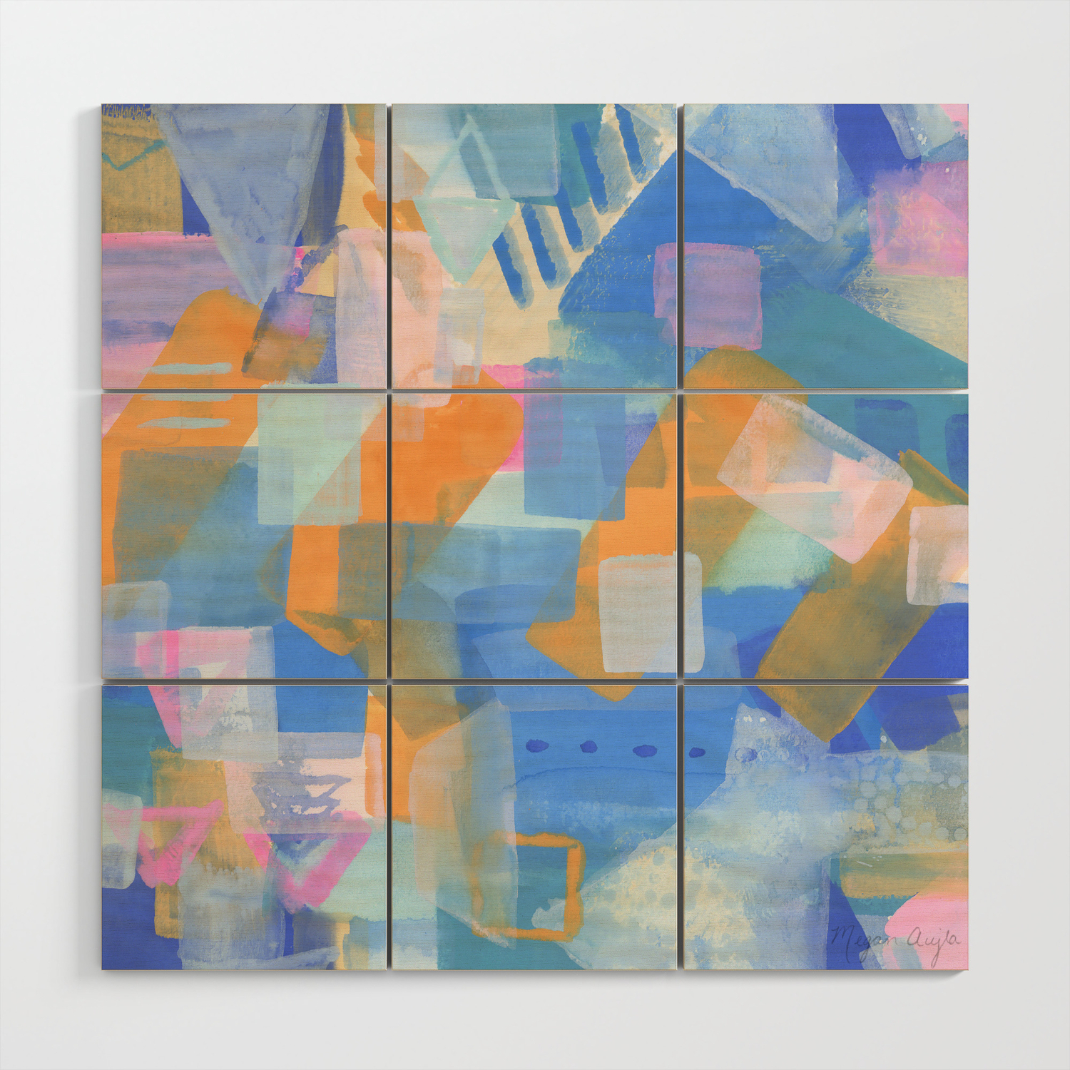 Geometric Abstract In Pastel Wood Wall Art By Aujlaart Society6