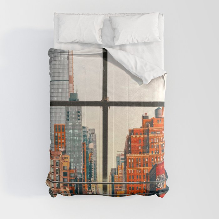 New York City Window #3 | Colorful Cityscape Comforter