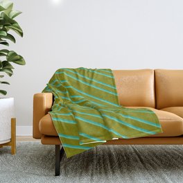 [ Thumbnail: Green, Light Sea Green, and Aquamarine Colored Striped Pattern Throw Blanket ]