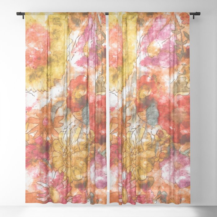 Bohemian Rhapsody Floral Print Sheer Curtain