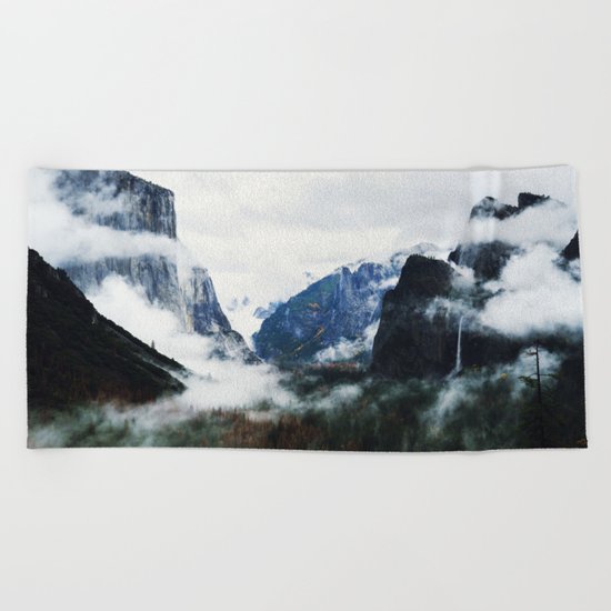 Cloudy Forest Great Outdoors Mountains Photography Beach Towel
