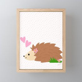 Cute Pink Hedgehog Framed Mini Art Print
