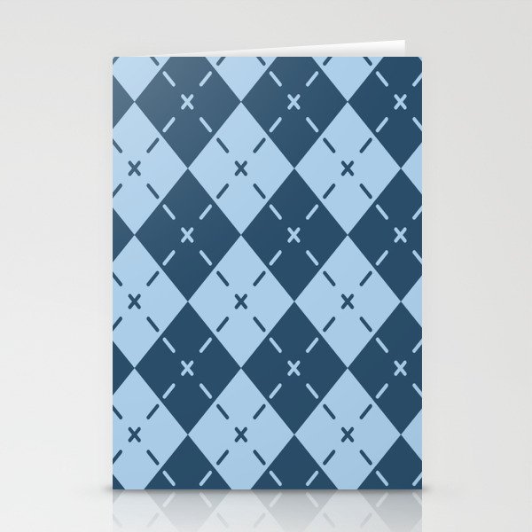 Retro Blue Argyle Pattern Stationery Cards