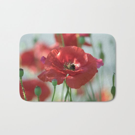 Red poppy Art Bath Mat