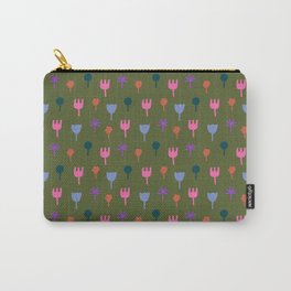 Floral Forest Sage Green Colorful Flowers Carry-All Pouch