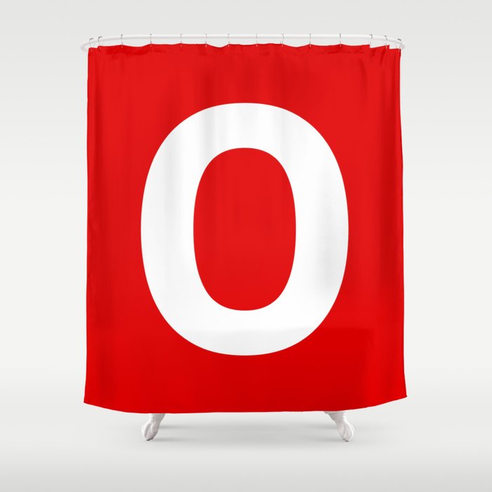 Letter O (White & Red) Shower Curtain