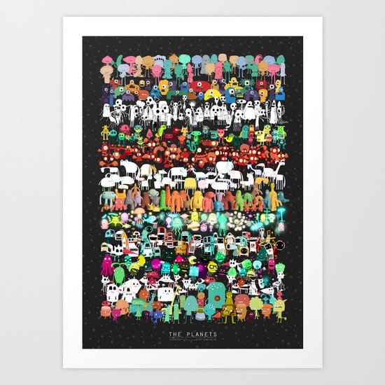 Illustrated Aliens Print One Art Print