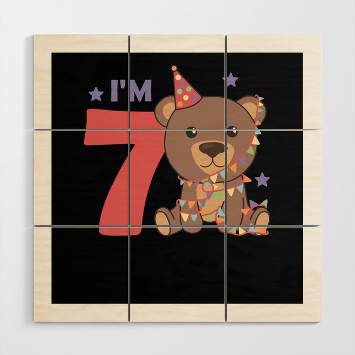 Bear For The Seventh Birthday For Children 7 Years Wood Wall Art