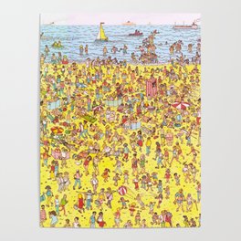 Where's Waldo /Wally Find Wally Book at the beach Poster