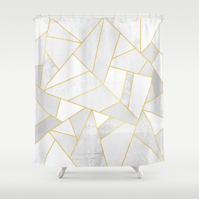 White Stone Shower Curtain