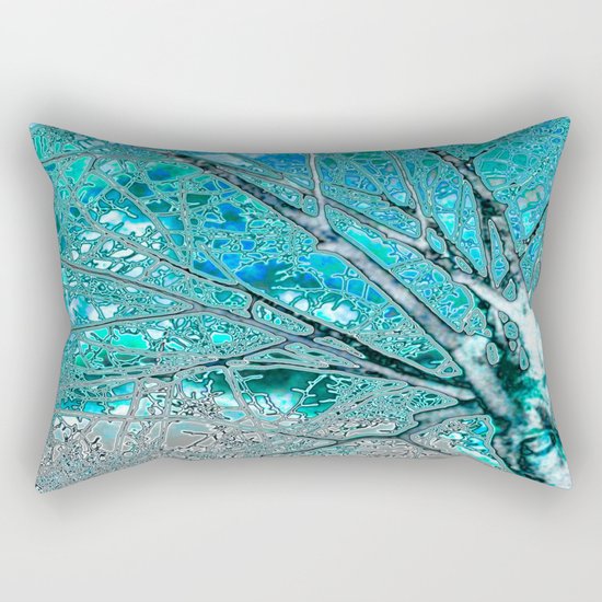 Digital Tree Cyan Rectangular Pillow