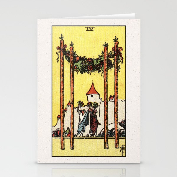 FOUR OF WANDS / WHITE Stationery Cards