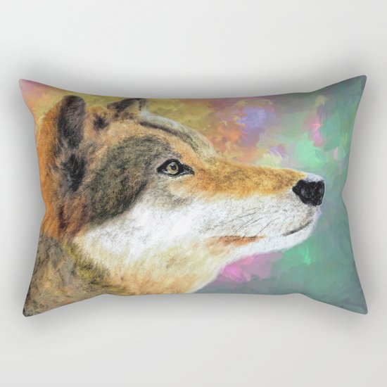 Abstract Wolf Painting Rectangular Pillow