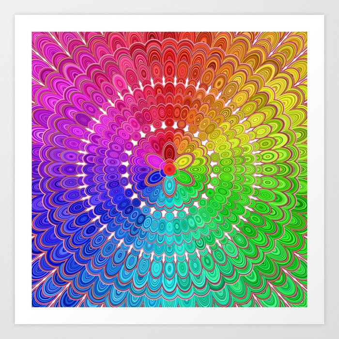 Download Rainbow Feather Mandala Art Print by davidzydd | Society6