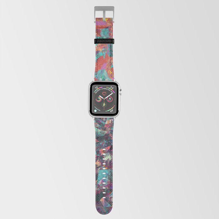 Teal, Orange, and Purple Glitch Apple Watch Band