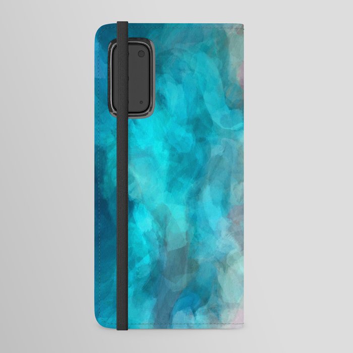 abstract splatter brush stroke painting texture background in blue Android Wallet Case